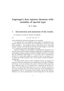 Lagrange's Four Squares Theorem 